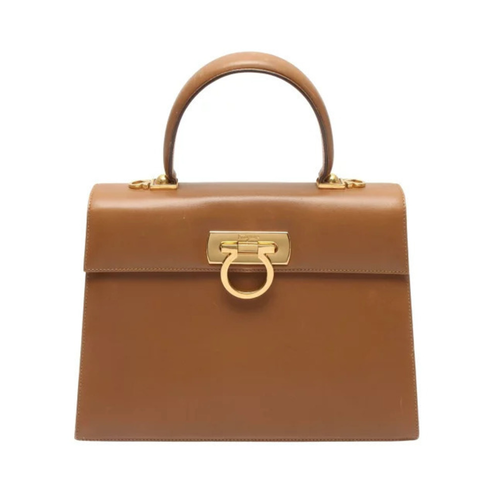 Salvatore Ferragamo Gancini Handbag Leather Brown